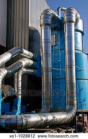 Factory, big pipes, Centelles, Catalonia, Spain. View Large Photo Image Stock Image - Factory, big pipes, Centelles, Catalonia, Spain.. Fotosearch