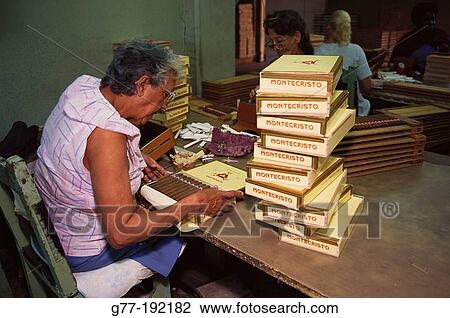 Stock Image - Factory of Monte-Cristo cigars. Cuba. Fotosearch