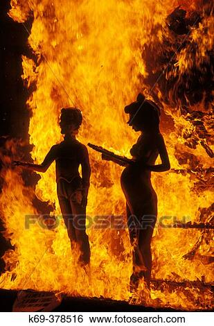 Fallas, festive bonfires on the night of St. Joseph. Valencia. Spain View Large Photo Image Stock Photograph - Fallas, festive bonfires on the night of St. Joseph. Valencia. Spain. Fotosearch