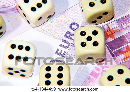 Fallen dice on Euro Banknotes View Large Photo Image Stock Photo - Fallen dice on Euro Banknotes. Fotosearch