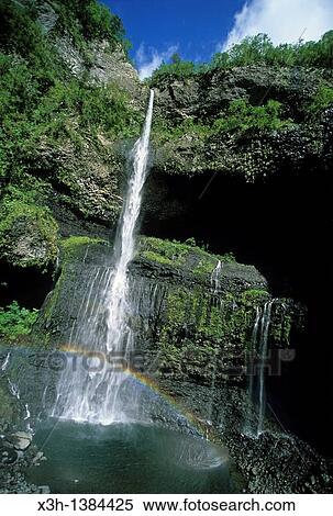 Stock Photography - falls in the canyon Trou de Fer Reunion island, overseas departement of France, Indian Ocean. Fotosearch