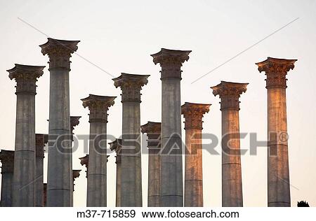 Stock Photo - False roman columns for theatre at Roman Forum, Rome. Lazio, Italy. Fotosearch
