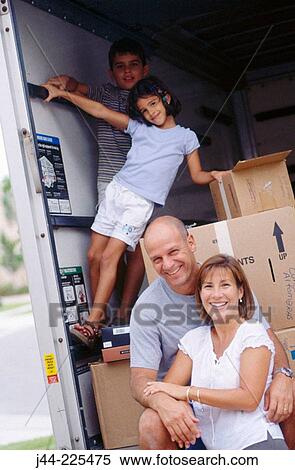 Family by moving truck View Large Photo Image Stock Photography - Family by moving truck. Fotosearch
