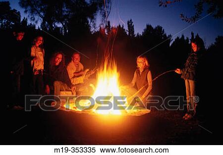 Stock Photography - Family campfire. Fotosearch