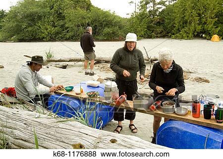 Stock Photo - family camping on Flores Island, West Coast, British Columbia, Canada. Fotosearch