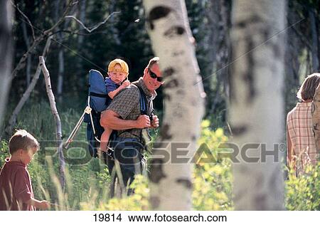 Family hiking in woods View Large Photo Image Picture - Family hiking in woods. Fotosearch