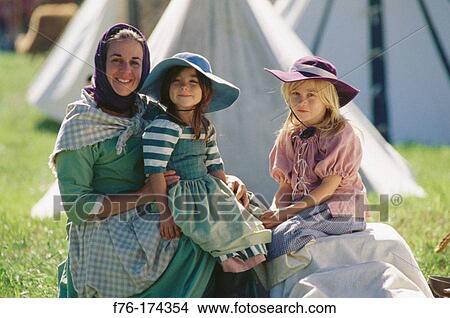 Family in 1700's period dress. Jefferson. New Hampshire. USA View Large Photo Image Picture - Family in 1700's period dress. Jefferson. New Hampshire. USA. Fotosearch