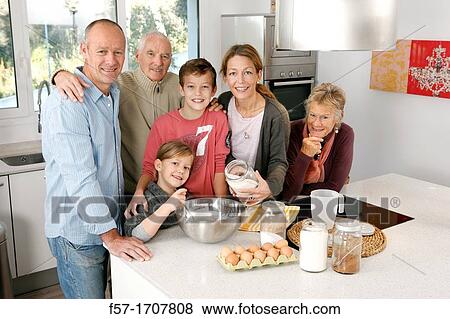 Stock Photo - Family in the kitchen. Fotosearch