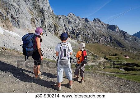 Family practice mountaineering in the Urrieles massif, of walking in the Picos de Europa National Park, Cantabria, Spain View Large Photo Image Picture - Family practice mountaineering in the Urrieles massif, of walking in the Picos de Europa National Park, Cantabria, Spain. Fotosearch