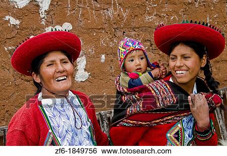 Family with baby in traditional dress in Cusco Cuzco Peru South America View Large Photo Image Stock Photograph - Family with baby in traditional dress in Cusco Cuzco Peru South America. Fotosearch