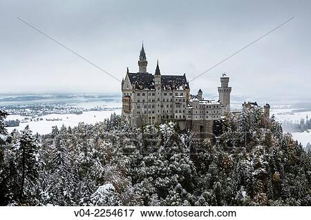 Famous Neuschwanstein Castle (New Swanstone Castle) in winter, Hohenschwangau, Bavaria, Germany, Europe View Large Photo Image Stock Photo - Famous Neuschwanstein Castle (New Swanstone Castle) in winter, Hohenschwangau, Bavaria, Germany, Europe. Fotosearch