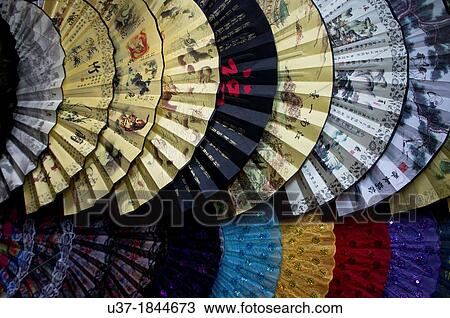 Stock Image - Fans for sale. Image taken at Guangzhou, China.. Fotosearch