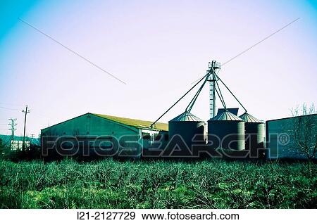 Stock Photo - Farm and field. Alt Pened? s, Barcelona province, Catalonia, Spain.. Fotosearch