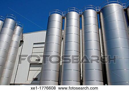 Stock Photo - farm silos, BonArea, Guissona, Catalonia, Spain. Fotosearch