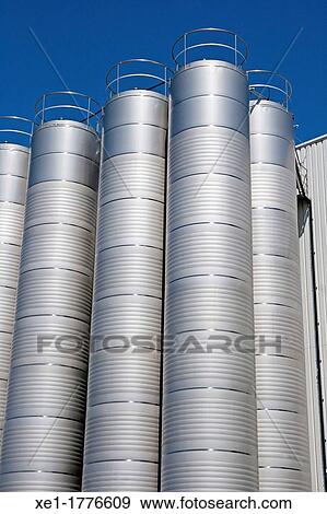 Stock Photo - farm silos, BonArea, Guissona, Catalonia, Spain. Fotosearch