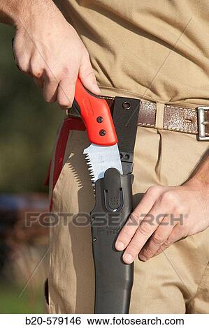 Farmer with pruning handsaw View Large Photo Image Stock Photograph - Farmer with pruning handsaw. Fotosearch