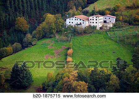 Farmhouses, Eibar, Gipuzkoa, Basque Country, Spain. View Large Photo Image Stock Photography - Farmhouses, Eibar, Gipuzkoa, Basque Country, Spain.. Fotosearch