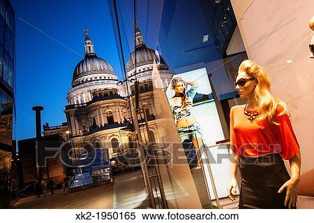 Fashion London mannequin near St. Paul's Cathedral shopping center, London, UK View Large Photo Image Stock Photography - Fashion London mannequin near St. Paul's Cathedral shopping center, London, UK. Fotosearch