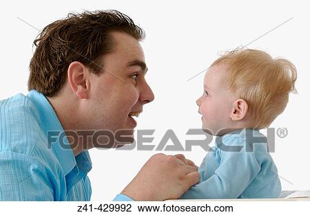 Stock Image - Father and baby. Fotosearch