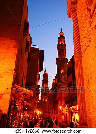 Stock Photo - Fatimid complex. Al Mu? izz historic street. Cairo, Egypt. Fotosearch