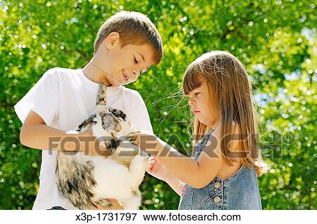 Feeding a rabbit View Large Photo Image Stock Photo - Feeding a rabbit. Fotosearch