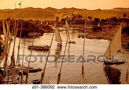 Feluccas on River Nile. Aswan. Egypt View Large Photo Image Stock Image - Feluccas on River Nile. Aswan. Egypt. Fotosearch