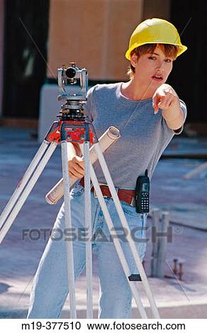 Stock Image - female construction worker. Fotosearch