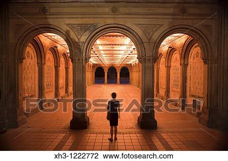 Female Figure in Bethesda Terrace, Central Park View Large Photo Image Stock Image - Female Figure in Bethesda Terrace, Central Park. Fotosearch