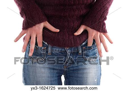 Stock Photography - Female in jeans standing. Fotosearch