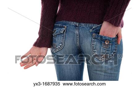 Stock Photography - Female in jeans standing. Fotosearch