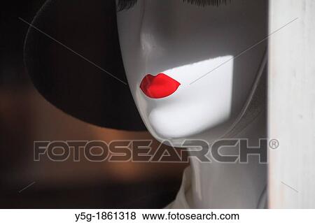 female mannequin with red lipstick in shop window in rome italy View Large Photo Image Stock Photo - female mannequin with red lipstick in shop window in rome italy. Fotosearch