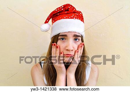 female santa portrait looking cute and funny indoors closeup View Large Photo Image Stock Photo - female santa portrait looking cute and funny indoors closeup. Fotosearch