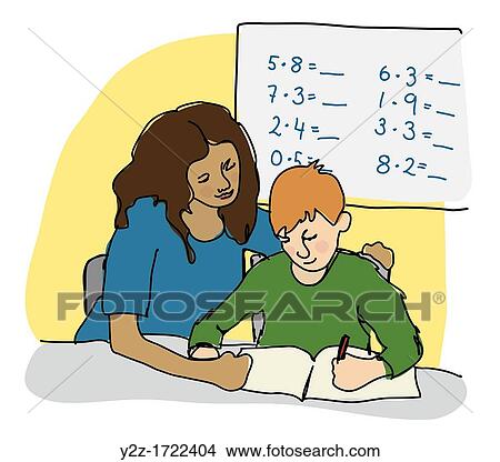 Female teacher teaching a boy multiplication View Large Photo Image Picture - Female teacher teaching a boy multiplication. Fotosearch
