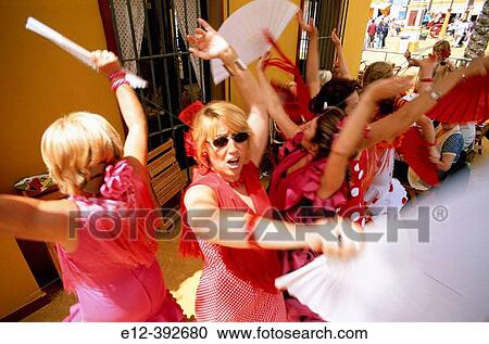 Feria, feast of horses. Women singing & dancing a? Sevillana? in the? casetas?. Jerez de la Frontera. Andalucia. Spain View Large Photo Image Stock Image - Feria, feast of horses. Women singing & dancing a? Sevillana? in the? casetas?. Jerez de la Frontera. Andalucia. Spain. Fotosearch