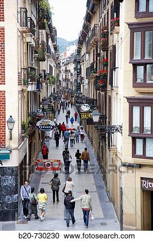 Stock Image - Fermin Calbeton street in the old town, San Sebastian, Guipuzcoa, Basque Country, Spain. Fotosearch