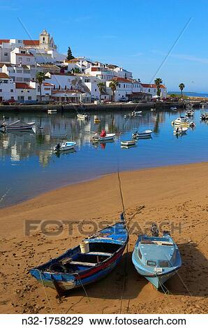Ferragudo, Lagoa, Algarve, Portugal View Large Photo Image Stock Photo - Ferragudo, Lagoa, Algarve, Portugal. Fotosearch