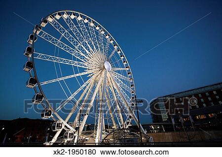 Ferris wheel at night near harbour, Liverpool UK View Large Photo Image Stock Image - Ferris wheel at night near harbour, Liverpool UK. Fotosearch