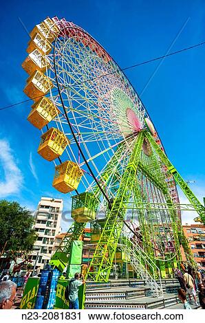 Stock Image - Ferris wheel, Fair, Albacete, Spain.. Fotosearch
