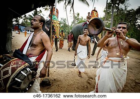 Stock Image - Festival near Alleppey, Kerala, India.. Fotosearch