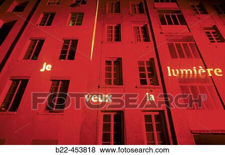 Festival of Light. Every year. December 7th-10th.? Je veux la lumi? re, I want the light?. Quartier (district) de la Croix-Rousse. Lighting designer: Keiichi Tahara. Lyon. Rh? ne. France. View Large Photo Image Stock Photo - Festival of Light. Every year. December 7th-10th.? Je veux la lumi? re, I want the light?. Quartier (district) de la Croix-Rousse. Lighting designer: Keiichi Tahara. Lyon. Rh? ne. France.. Fotosearch