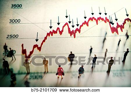 Stock Photo - Figures of people watching an economic graph. Fotosearch
