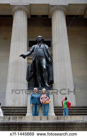 Financial District Federal Hall with statue of George Washington Wall St, New York City, USA View Large Photo Image Stock Photo - Financial District Federal Hall with statue of George Washington Wall St, New York City, USA. Fotosearch
