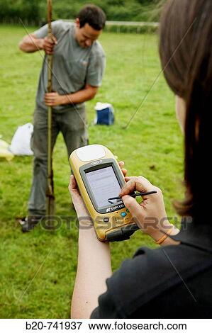 Stock Photo - Finding GPS coordinates, sampling peat, climate change research, Neiker-Tecnalia, Unit of Environment, Belate, Navarra, Spain. Fotosearch