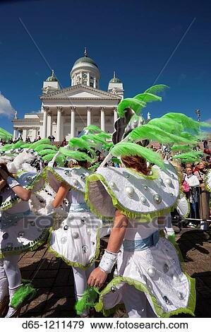 Stock Photo - Finland, Helsinki, Helsinki Day Samba Carnaval in Senate Square, Senaatintori, NR. Fotosearch
