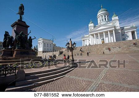 Finland, Helsinki, Senat square with view of Alexander II memorial and Helsinki Cathedral View Large Photo Image Stock Image - Finland, Helsinki, Senat square with view of Alexander II memorial and Helsinki Cathedral. Fotosearch