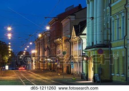 Finland, Helsinki, Senate Square, Aleksanterinkatu Street, evening View Large Photo Image Stock Image - Finland, Helsinki, Senate Square, Aleksanterinkatu Street, evening. Fotosearch