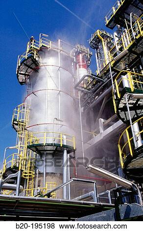 Stock Photo - Fire drill at the hydrocracker. Repsol-YPF oil refinery. Tarragona province. Spain. Fotosearch