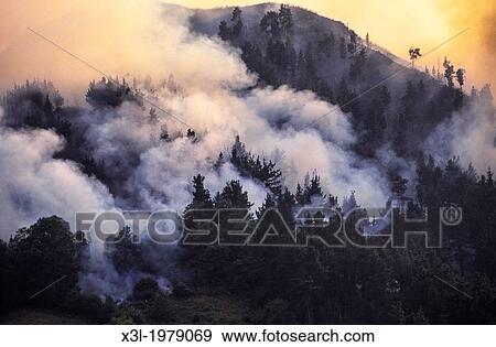 Stock Photo - Fire in Arriondas. Asturias. Spain. Fotosearch