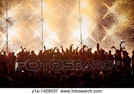 Fire show in Castell? de la Plana Magdalena town party View Large Photo Image Stock Photo - Fire show in Castell? de la Plana Magdalena town party. Fotosearch