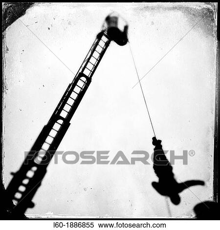 Firefighter, ladder of fire truck View Large Photo Image Stock Photography - Firefighter, ladder of fire truck. Fotosearch
